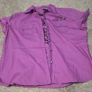 Harley-Davidson Purple Short Sleeve Button-Up Women’s Top